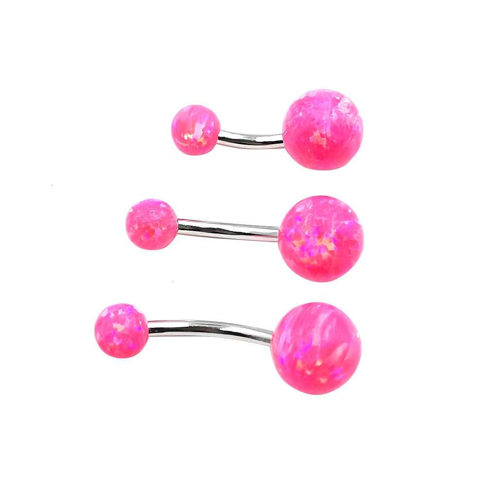 Arardo 925 Sterling Silver 14G Light Pink Opal Belly Button Rings Navel Rings Belly Rings Belly Body Piercing Jewelry