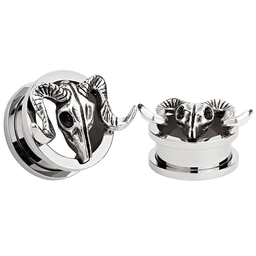 Arardo 1 Pair Retro Sheep Punk Screw Fit Flesh Tunnel  Ear Plugs Tunnels Gauges Stretcher Body Piercings Jewelry