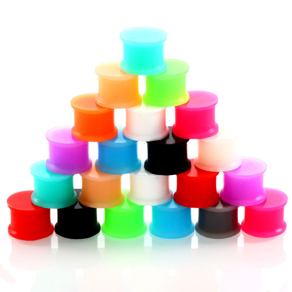Arardo 24Pcs Colorful Soft Silicone Ear Gauges Plugs Tunnels Stretching Kit Double Flared Expander Tunnels Set Body Piercings Jewelry