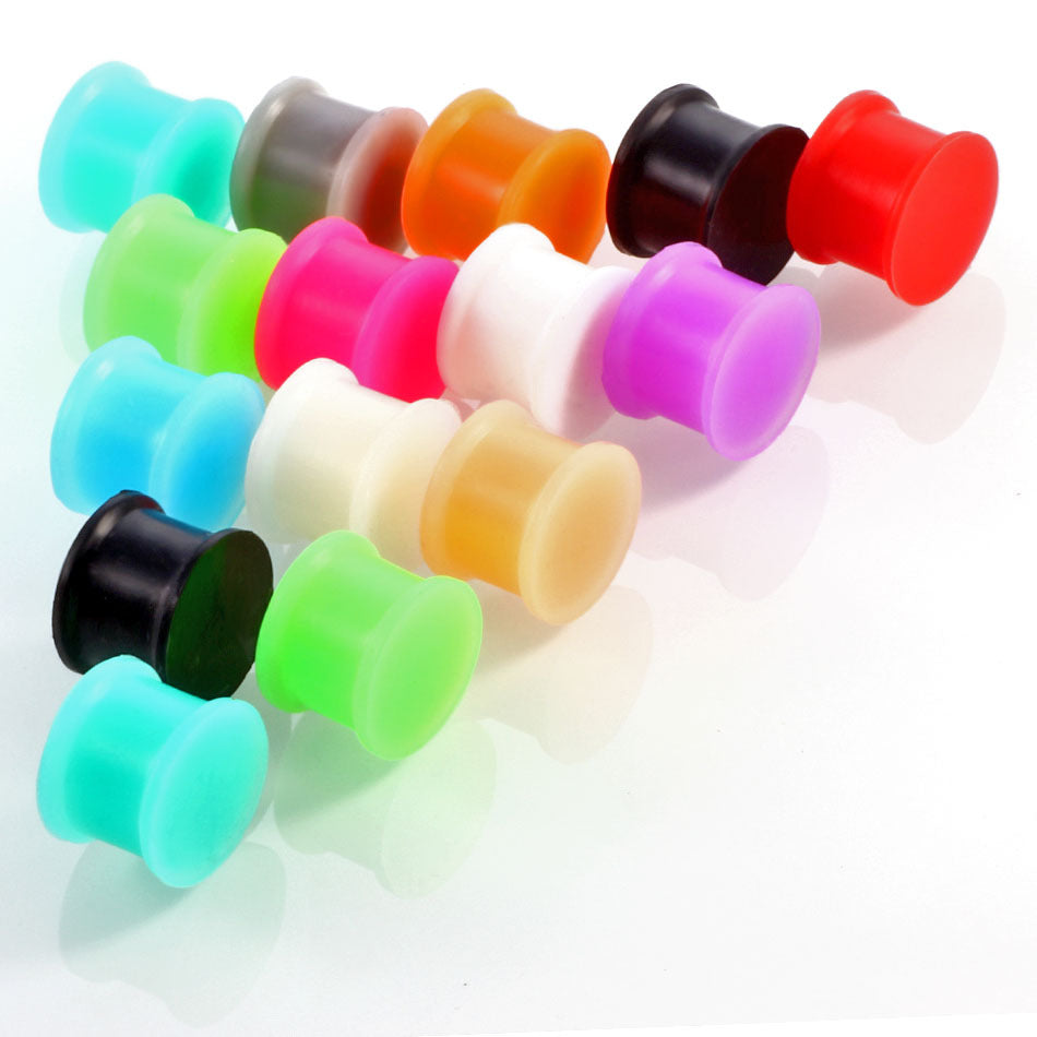 Arardo 24Pcs Colorful Soft Silicone Ear Gauges Plugs Tunnels Stretching Kit Double Flared Expander Tunnels Set Body Piercings Jewelry