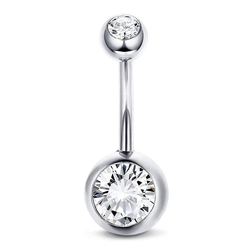 Arardo 925 Sterling Silver 14G Belly Button Rings Navel Rings Belly Rings Belly Body Piercing Jewelry Classic Double CZ AB0137-1