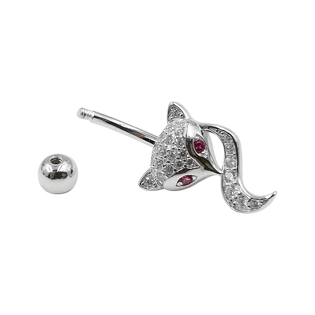 Arardo 925 Sterling Silver 14G Belly Button Rings Navel Rings Belly Rings Belly Body Piercing Jewelry Lovely Fox AB0138-1