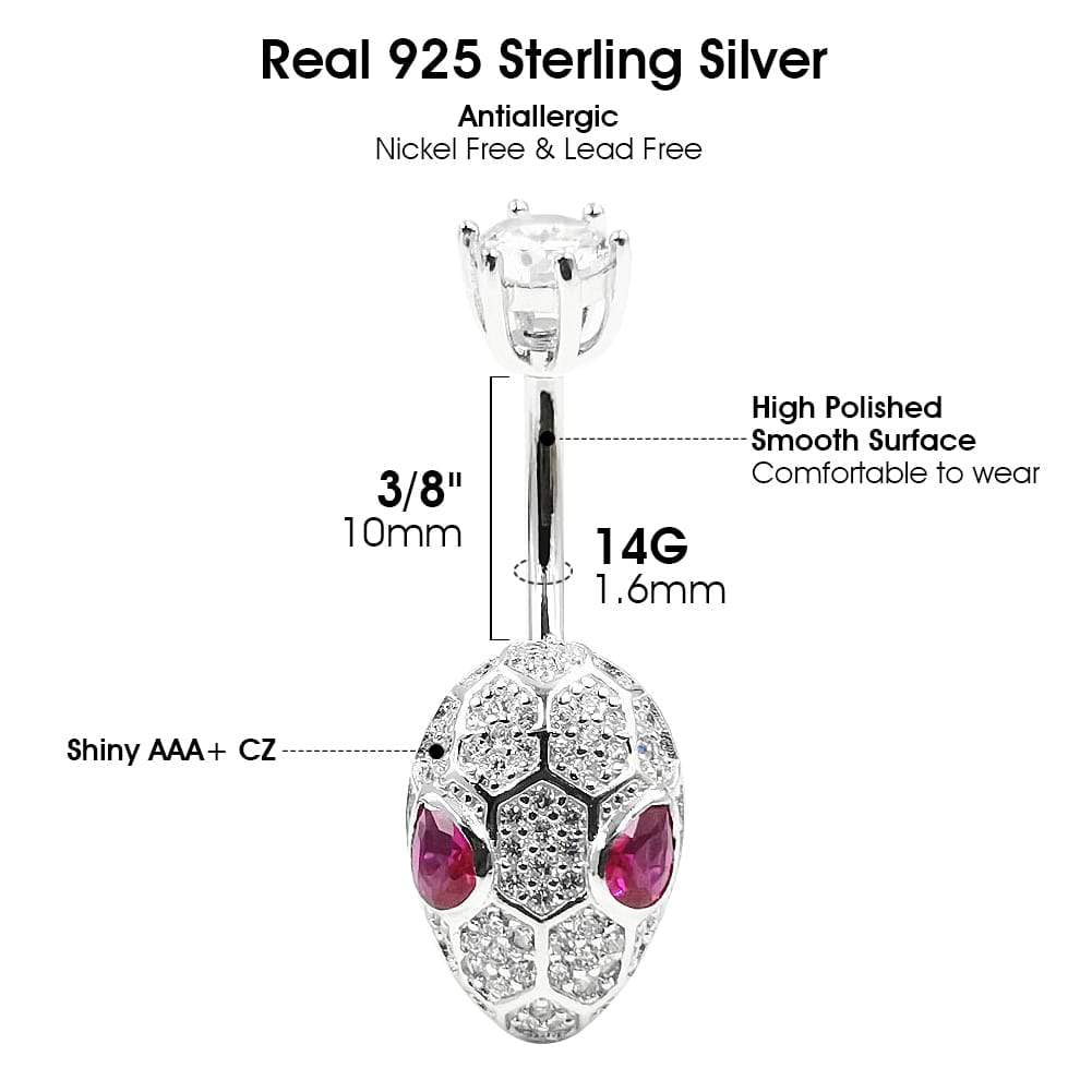 Arardo 925 Sterling Silver 14G Belly Button Rings Navel Rings Belly Rings Belly Body Piercing Jewelry Lovely Snake AB0139-1