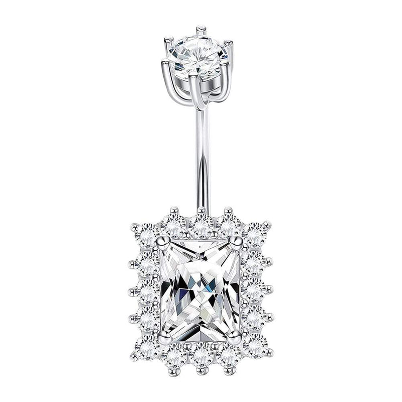 Arardo 925 Sterling Silver 14G Belly Button Rings Navel Rings Belly Rings Belly Body Piercing Jewelry Big CZ AB0140-1