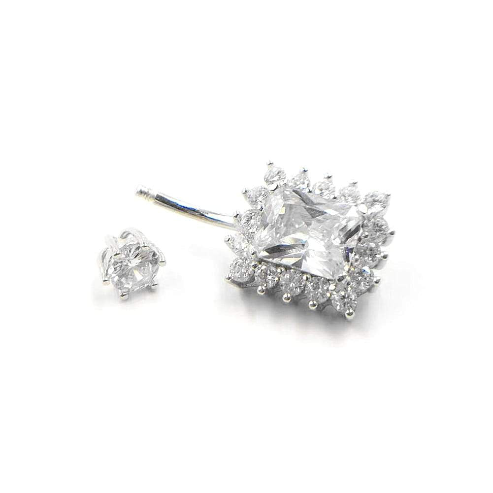 Arardo 925 Sterling Silver 14G Belly Button Rings Navel Rings Belly Rings Belly Body Piercing Jewelry Big CZ AB0140-1
