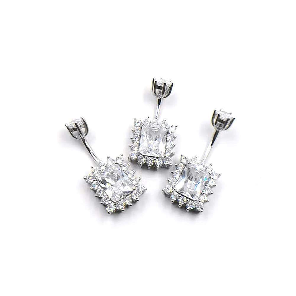 Arardo 925 Sterling Silver 14G Belly Button Rings Navel Rings Belly Rings Belly Body Piercing Jewelry Big CZ AB0140-1