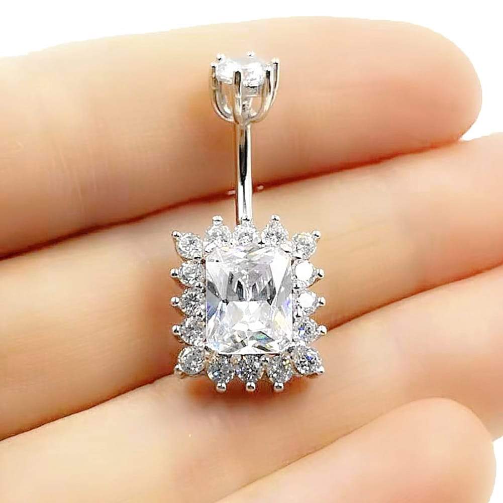 Arardo 925 Sterling Silver 14G Belly Button Rings Navel Rings Belly Rings Belly Body Piercing Jewelry Big CZ AB0140-1