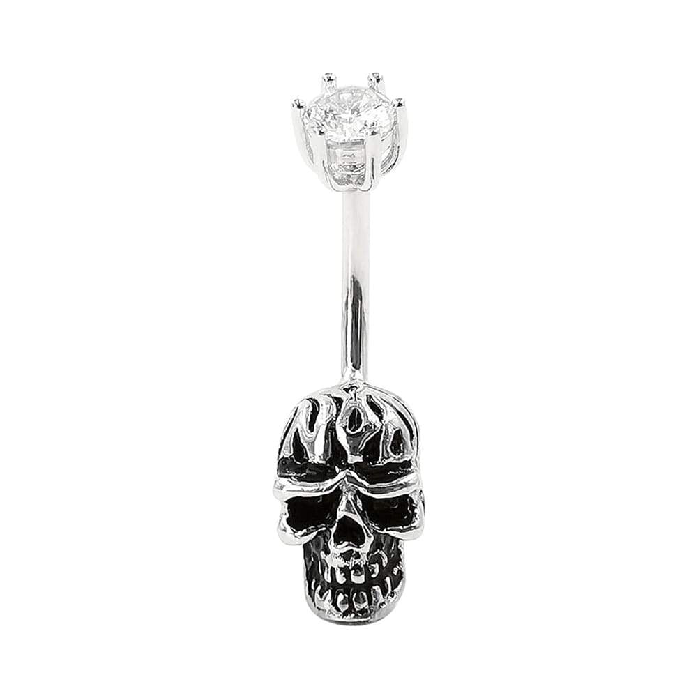 Arardo 925 Sterling Silver 14G Belly Button Rings Navel Rings Belly Rings Belly Body Piercing Jewelry Skull AB0141-1