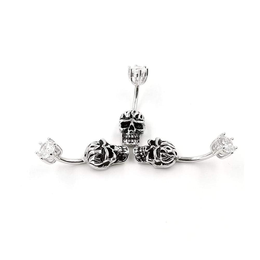 Arardo 925 Sterling Silver 14G Belly Button Rings Navel Rings Belly Rings Belly Body Piercing Jewelry Skull AB0141-1