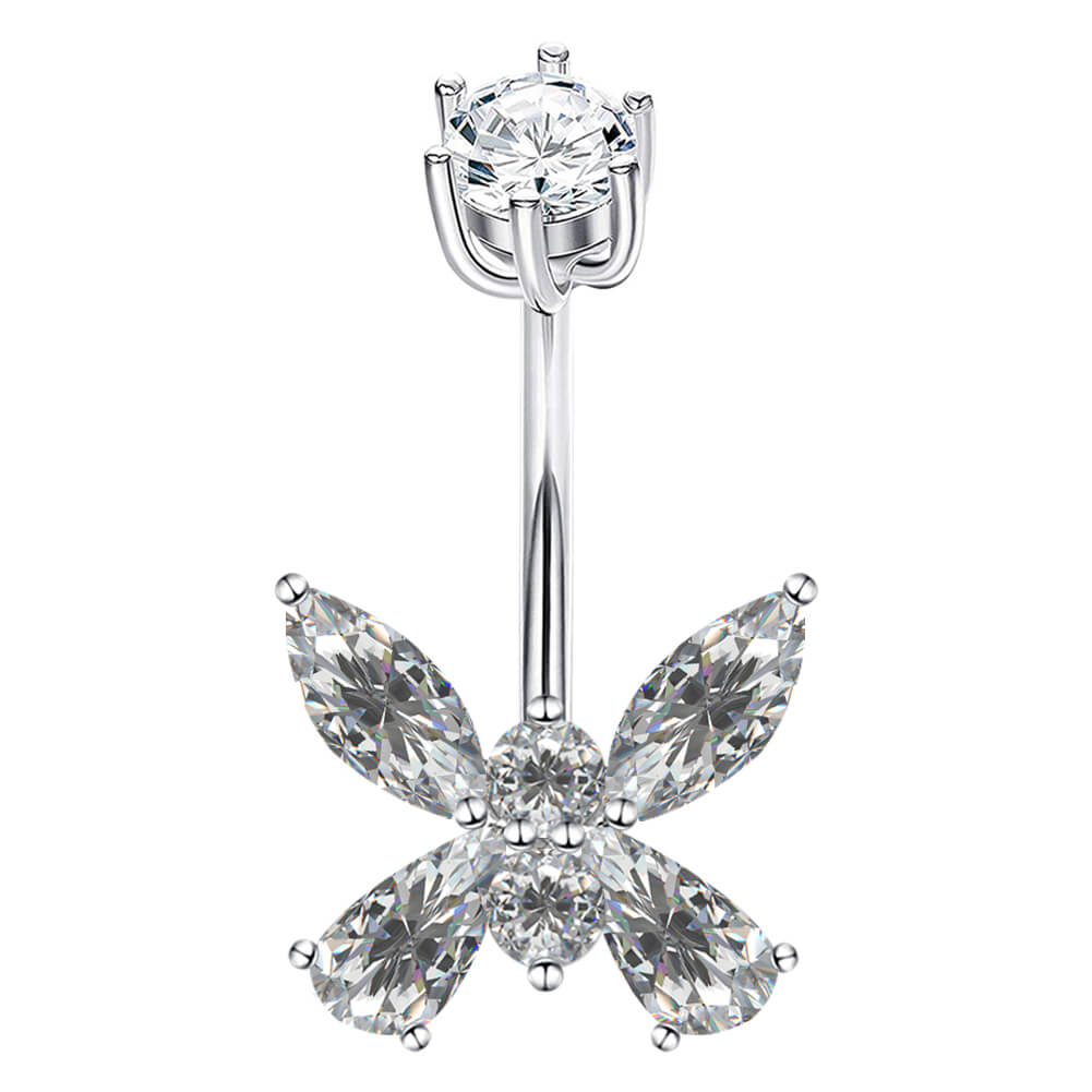 Arardo 925 Sterling Silver 14G Belly Button Rings Navel Rings Belly Rings Belly Body Piercing Jewelry Butterfly AB0142-1