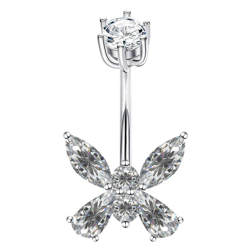 Silver diamond belly ring Clearance