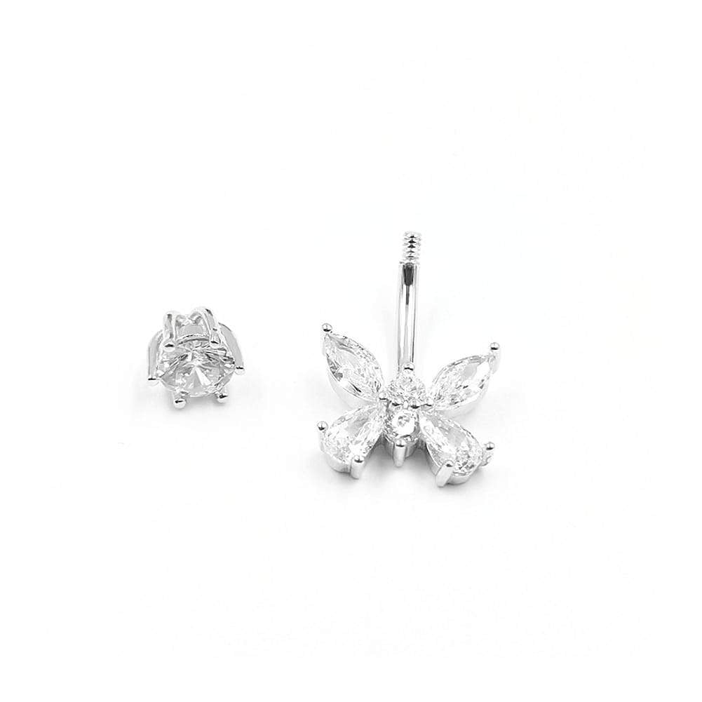 Arardo 925 Sterling Silver 14G Belly Button Rings Navel Rings Belly Rings Belly Body Piercing Jewelry Butterfly AB0142-1