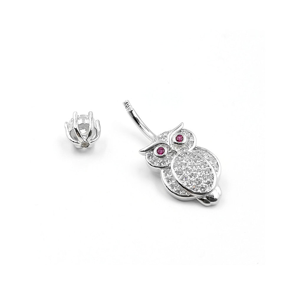 Arardo 925 Sterling Silver 14G Belly Button Rings Navel Rings Belly Rings Belly Body Piercing Jewelry Wise Owl AB0145