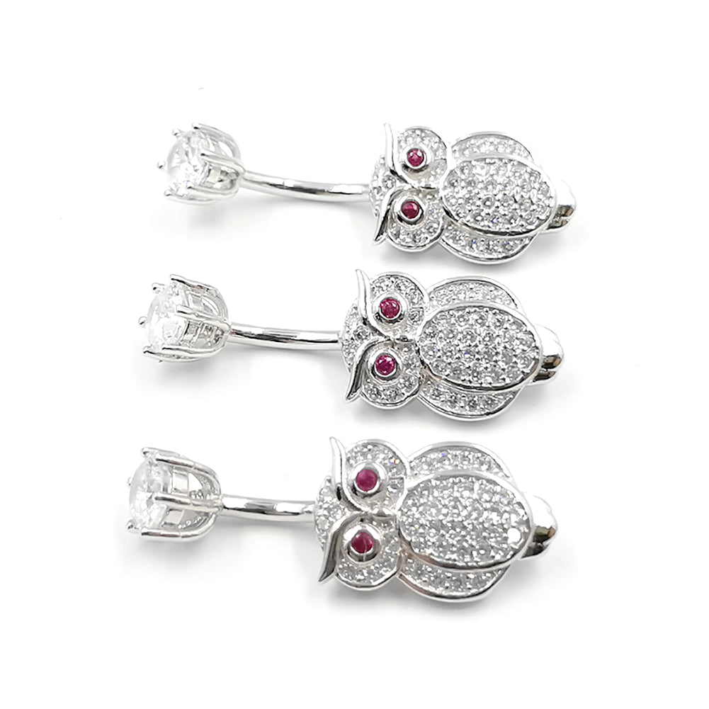 Arardo 925 Sterling Silver 14G Belly Button Rings Navel Rings Belly Rings Belly Body Piercing Jewelry Wise Owl AB0145