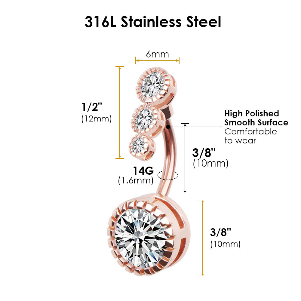 316L Stainless Steel Belly Button Rings, Smooth Surface Bar Belly Piercing, Navel Piercing Rings,BR111