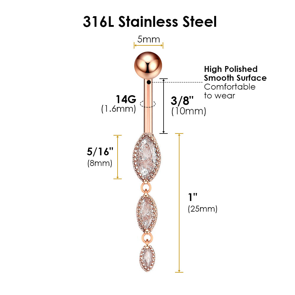 316L Stainless Steel Belly Button Rings, Smooth Surface Bar Belly Piercing, Navel Piercing Rings,BR115