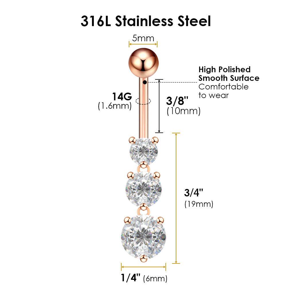 316L Stainless Steel Belly Button Rings, Smooth Surface Bar Belly Piercing, Navel Piercing Rings,BR116