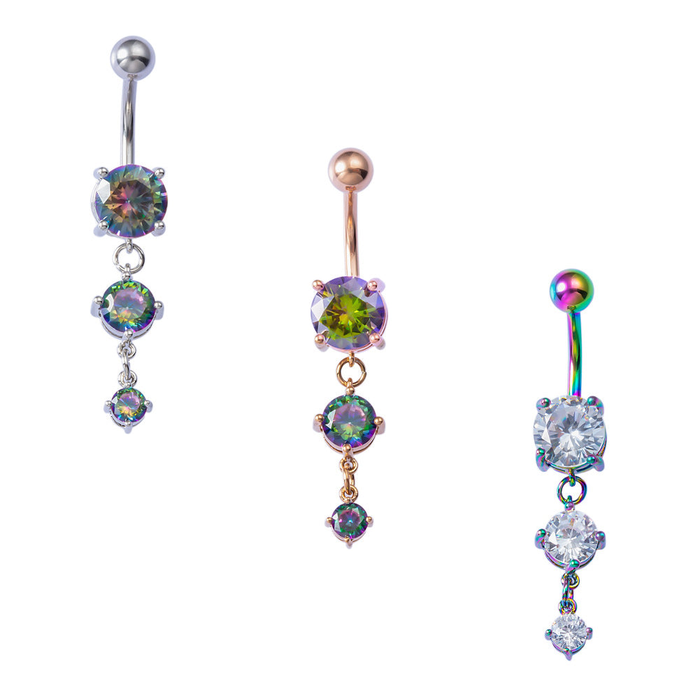 Arardo Dangle Belly Button Rings Set 14G Navel Rings 316L Stainless Steel Belly Rings Body Piercing Jewelry BR13