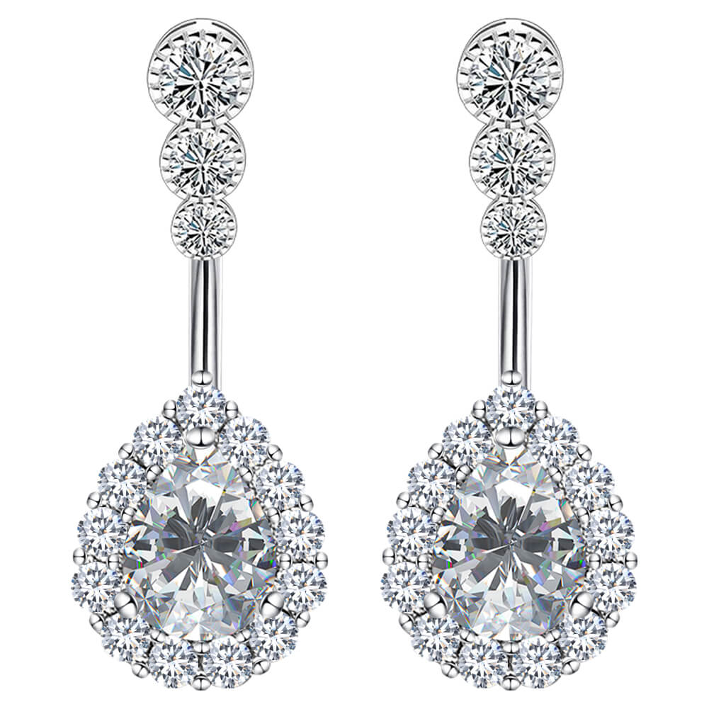 Arardo 14G 316L Stainless Steel Belly Button Rings Pack Teardrop Crystal CZ Navel Rings Belly Piercing Silver BR28