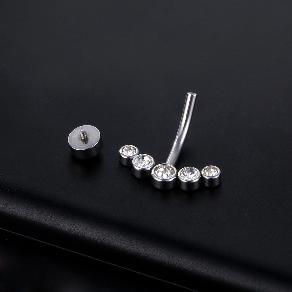 ARARDO G23 Solid Titanium Belly Button Rings Piercing,ASTM F136 Implant Grade Titanium Navel Rings,Nickel Free,Low Gloss Polished Bar Smooth Surface,Crystal CZ,14G,2Pcs, BR31