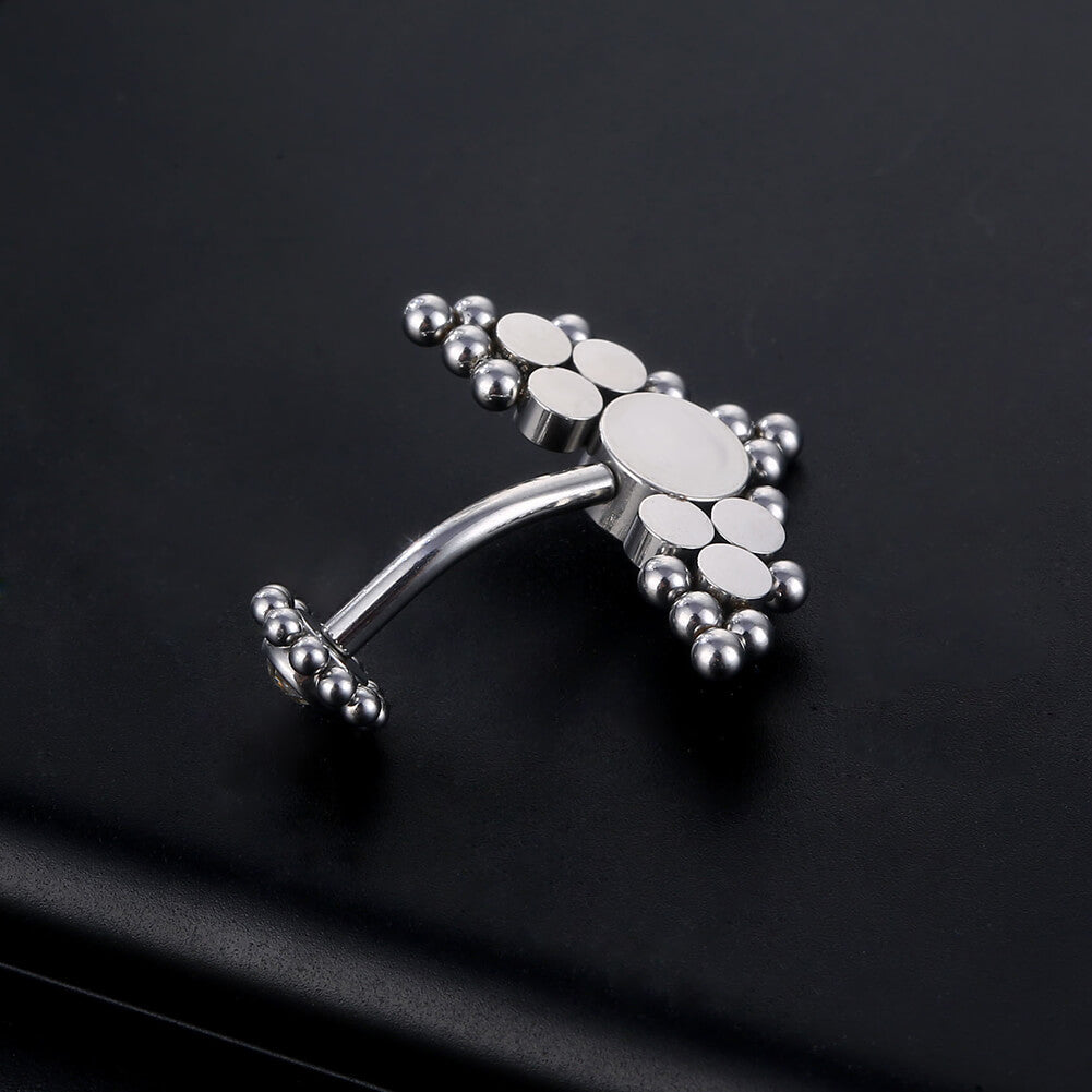ARARDO G23 Solid Titanium Belly Button Rings Piercing,ASTM F136 Implant Grade Titanium Navel Rings,Nickel Free,Low Gloss Polished Bar Smooth Surface,Crystal CZ,14G,2Pcs, BR34