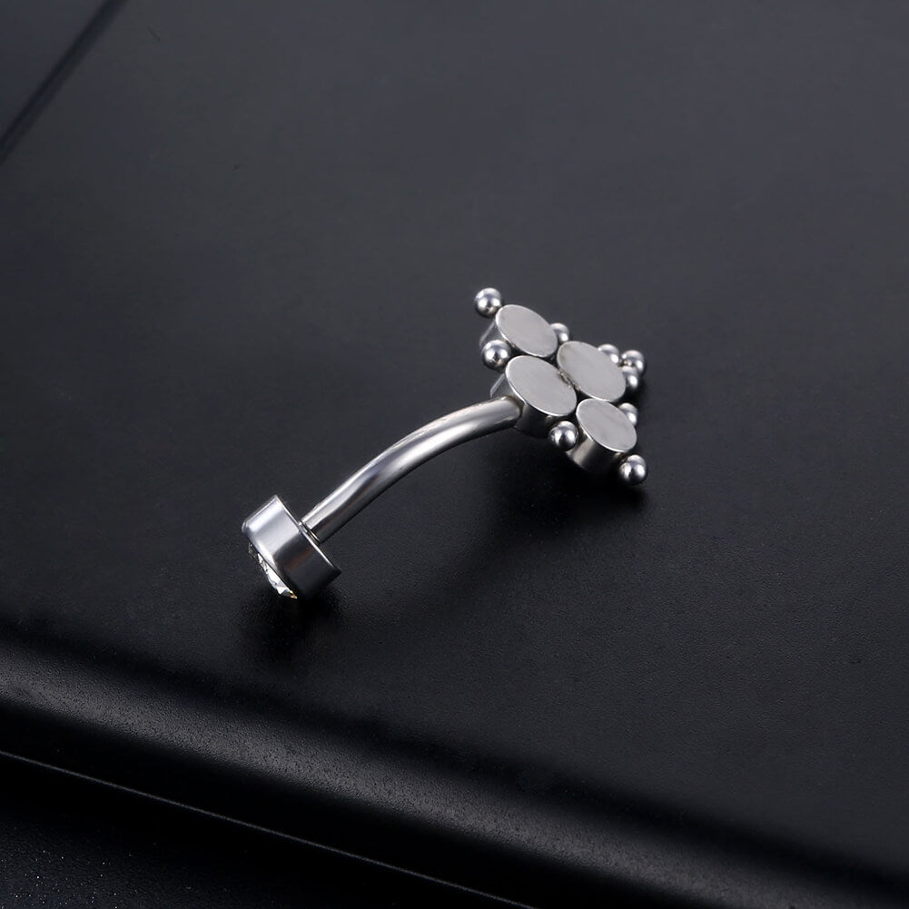 ARARDO G23 Solid Titanium Belly Button Rings Piercing,ASTM F136 Implant Grade Titanium Navel Rings,Nickel Free,Low Gloss Polished Bar Smooth Surface,Crystal CZ,14G,2Pcs, BR35