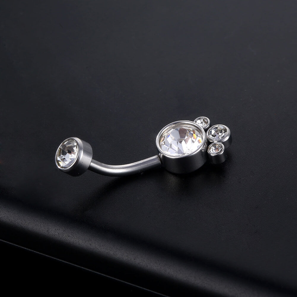 ARARDO G23 Solid Titanium Belly Button Rings Piercing,ASTM F136 Implant Grade Titanium Navel Rings,Nickel Free,Low Gloss Polished Bar Smooth Surface,Crystal CZ,14G,2Pcs, BR37