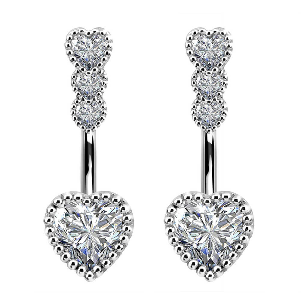 Arardo 14G 316L Stainless Steel Belly Button Rings Pack Crystal CZ Navel Rings Belly Piercing Silver BR4