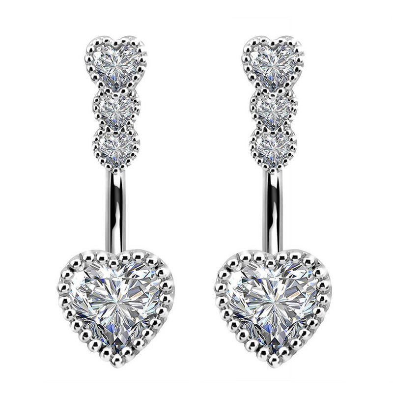 Arardo 14G 316L Stainless Steel Belly Button Rings Pack Crystal CZ Navel Rings Belly Piercing Silver BR4