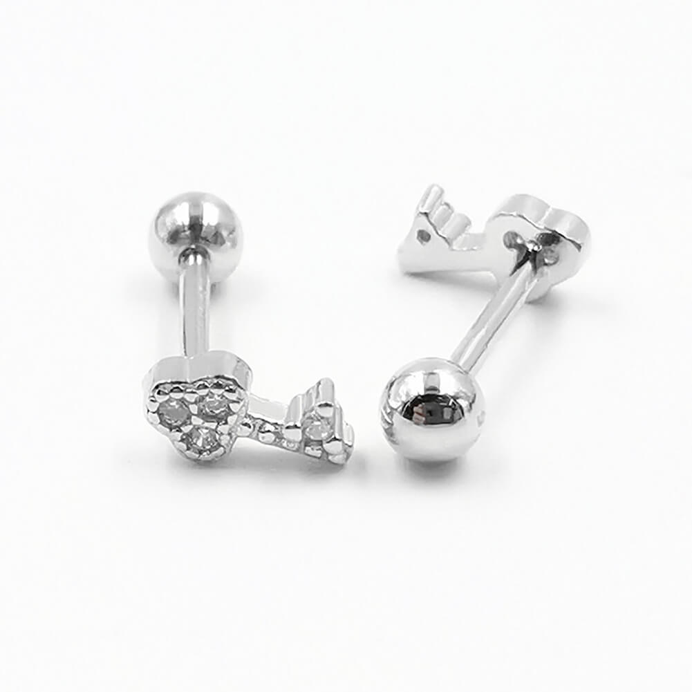 Arardo Sterling Silver Cartilage Earrings, 925 Silver Tragus Stud, Forward Helix Earrings, Rook Daith Conch Piercings Jewelry, Key, CES2