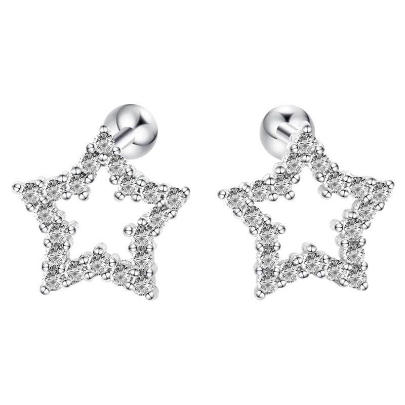 Arardo Sterling Silver Cartilage Earrings, 925 Silver Tragus Stud, Forward Helix Earrings, Rook Daith Conch Piercings Jewelry, Star, CES4