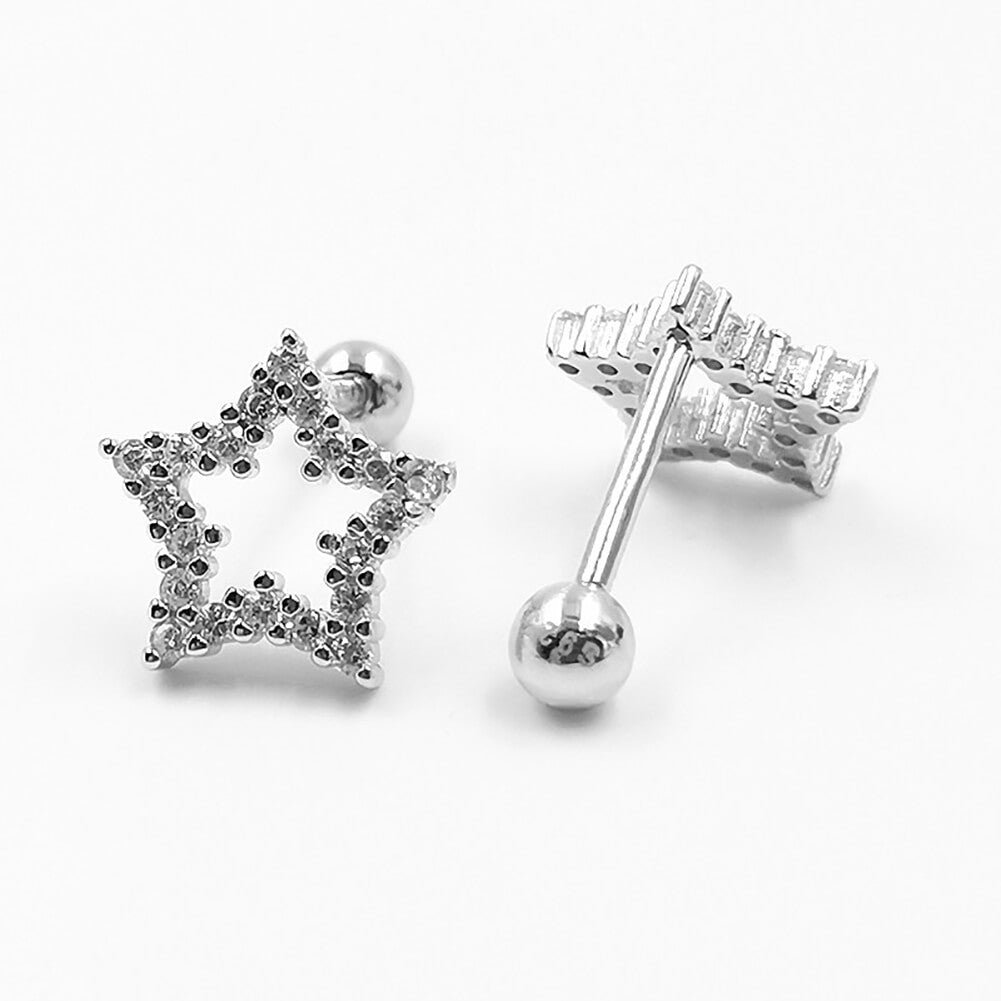Arardo Sterling Silver Cartilage Earrings, 925 Silver Tragus Stud, Forward Helix Earrings, Rook Daith Conch Piercings Jewelry, Star, CES4