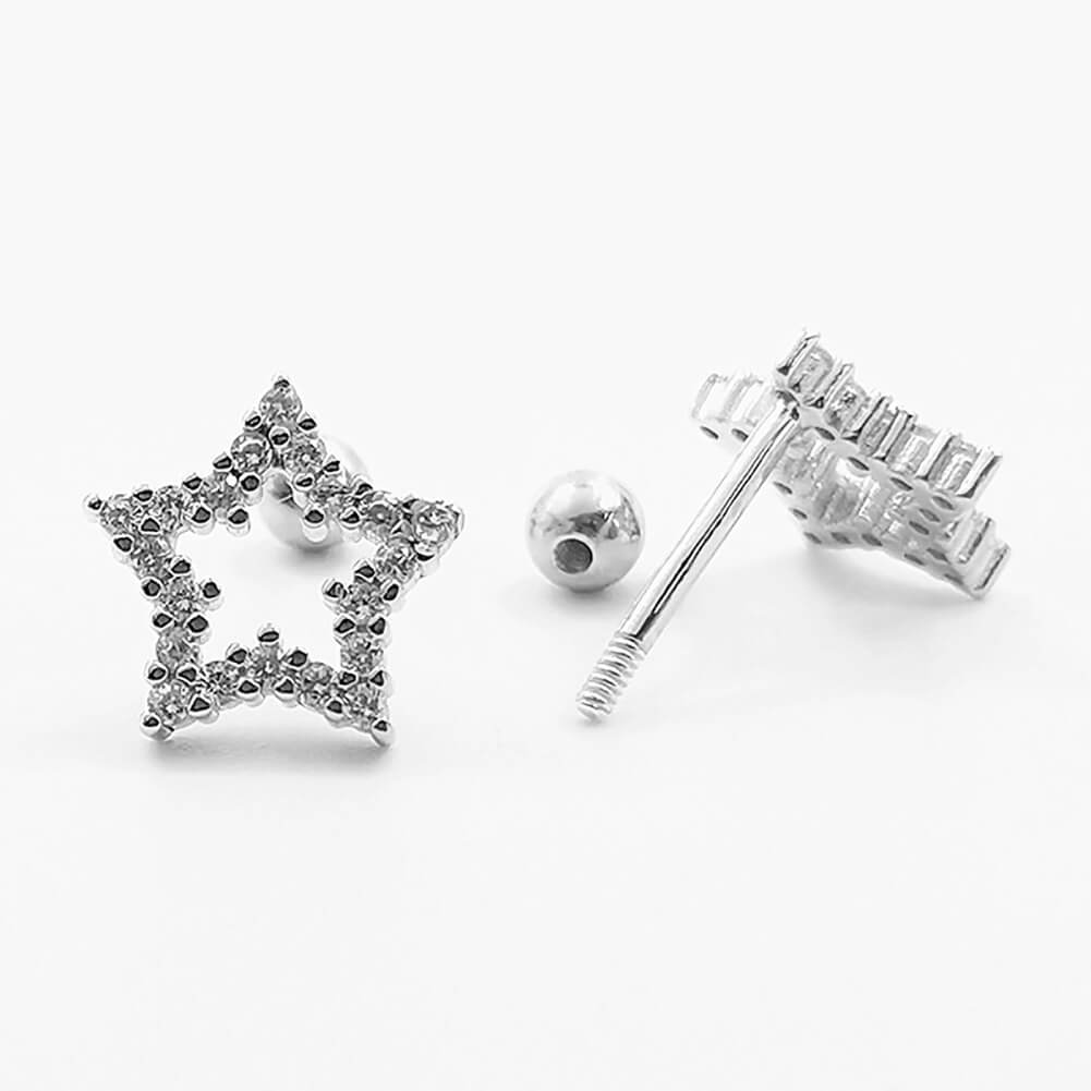 Arardo Sterling Silver Cartilage Earrings, 925 Silver Tragus Stud, Forward Helix Earrings, Rook Daith Conch Piercings Jewelry, Star, CES4