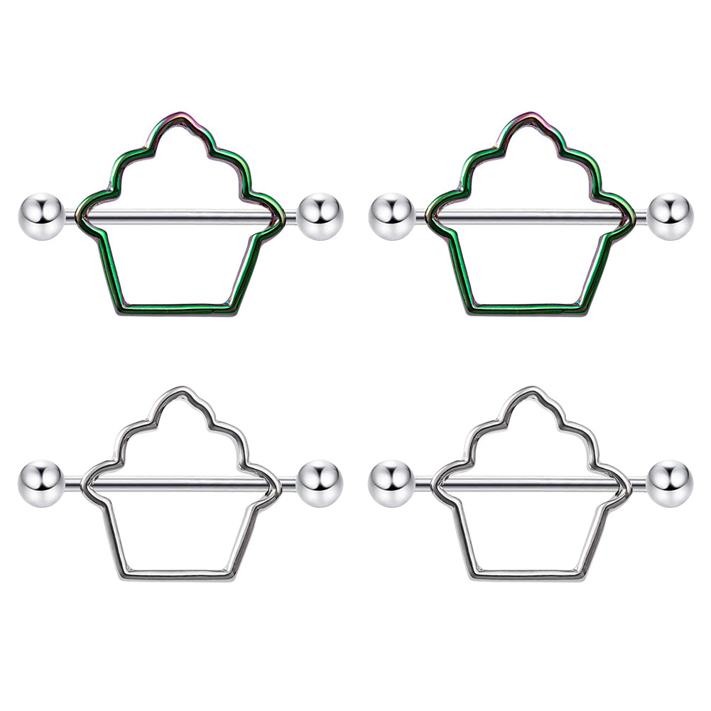 Arardo 2Pairs 14G 316L Stainless Steel Nipple Rings Nipple Piercing Jewelry Ice Cream NR16