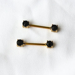 A Pair of Golden Serpent Snake Nipple Shield Ring - Gold