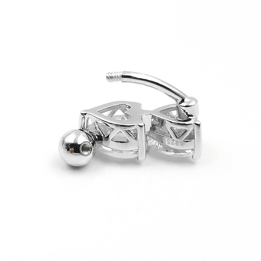 Arardo 925 Sterling Silver Belly Button Rings 14G Navel Rings Sterling Silver Belly Rings Belly Piercing Jewelry Reverse Double Heart SS10