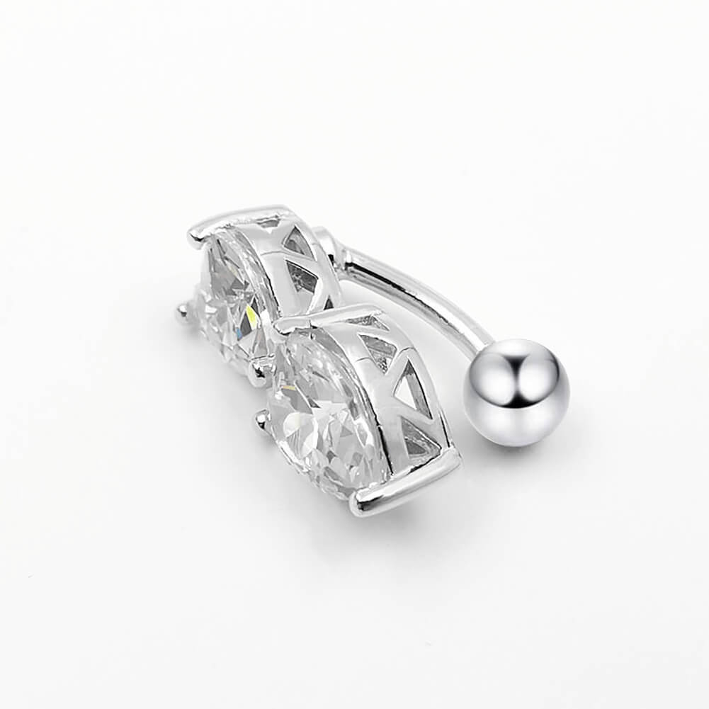 Arardo 925 Sterling Silver Belly Button Rings 14G Navel Rings Sterling Silver Belly Rings Belly Piercing Jewelry Reverse Double Heart SS10