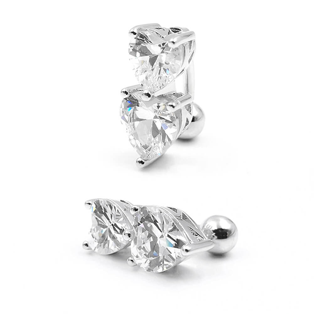 Arardo 925 Sterling Silver Belly Button Rings 14G Navel Rings Sterling Silver Belly Rings Belly Piercing Jewelry Reverse Double Heart SS10