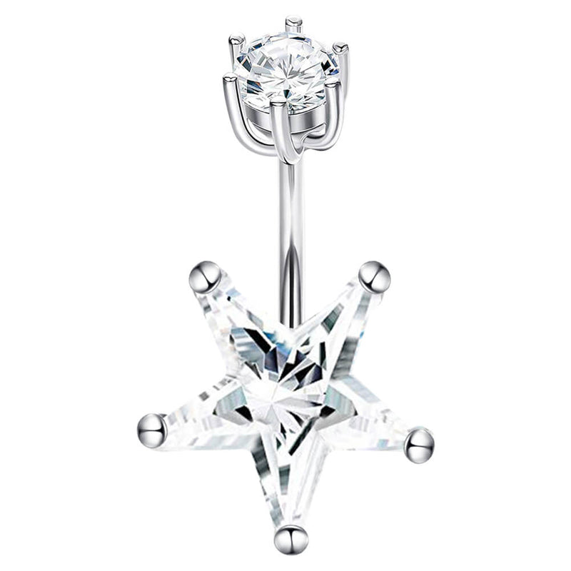 Arardo 925 Sterling Silver Belly Button Rings 14G Navel Rings Sterling Silver Belly Rings Belly Piercing Jewelry Big Star SS11
