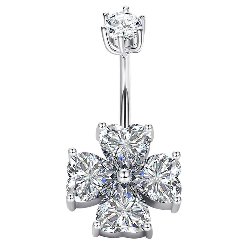 Arardo 925 Sterling Silver Belly Button Rings 14G Navel Rings Sterling Silver Belly Rings Belly Piercing Jewelry Four Heart SS12