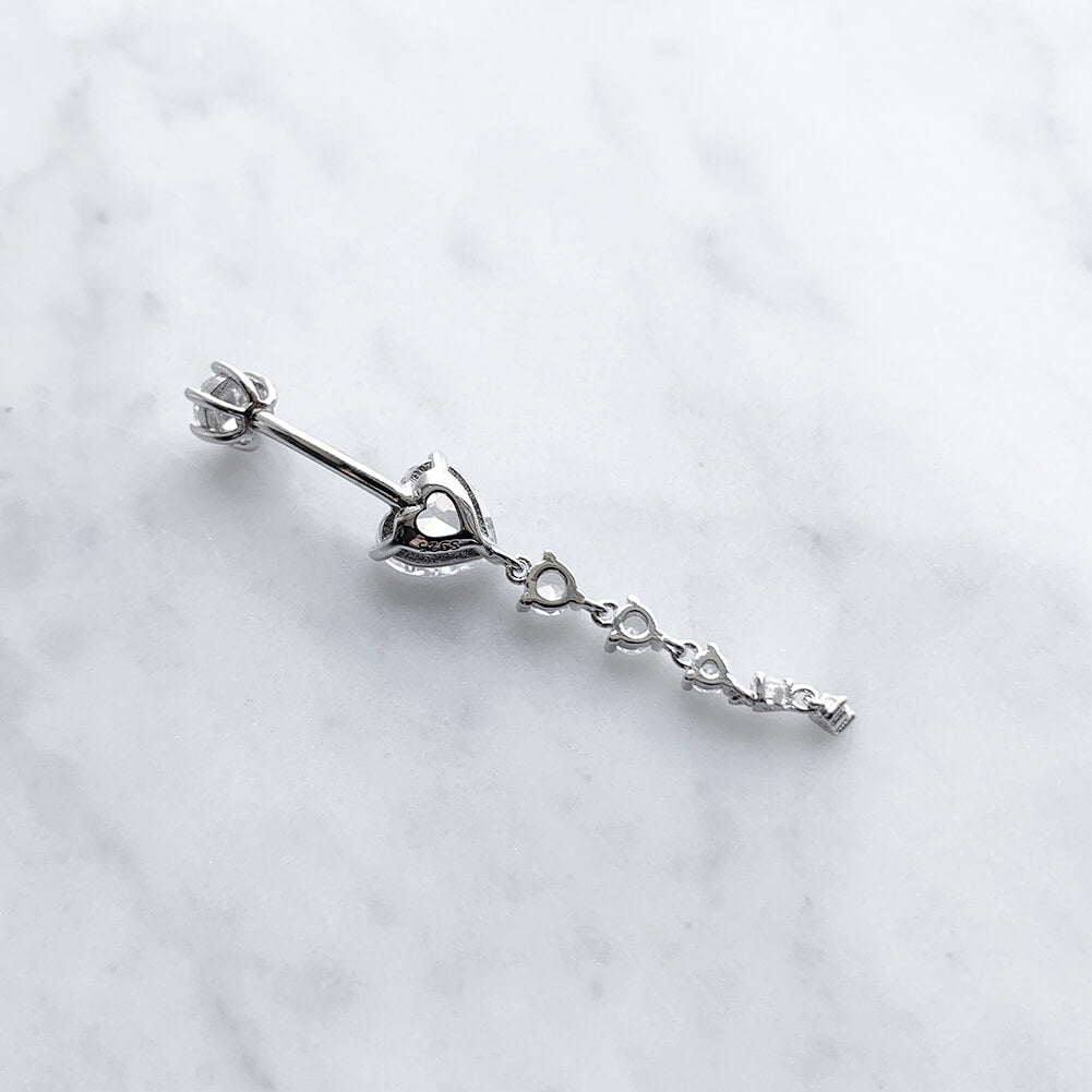 Arardo 925 Sterling Silver Belly Button Rings 14G Navel Rings Sterling Silver Belly Rings Belly Piercing Jewelry Dangle Heart Long SS13