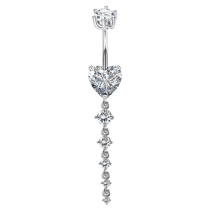 Arardo 925 Sterling Silver Belly Button Rings 14G Navel Rings Sterling Silver Belly Rings Belly Piercing Jewelry Dangle Heart Long SS13