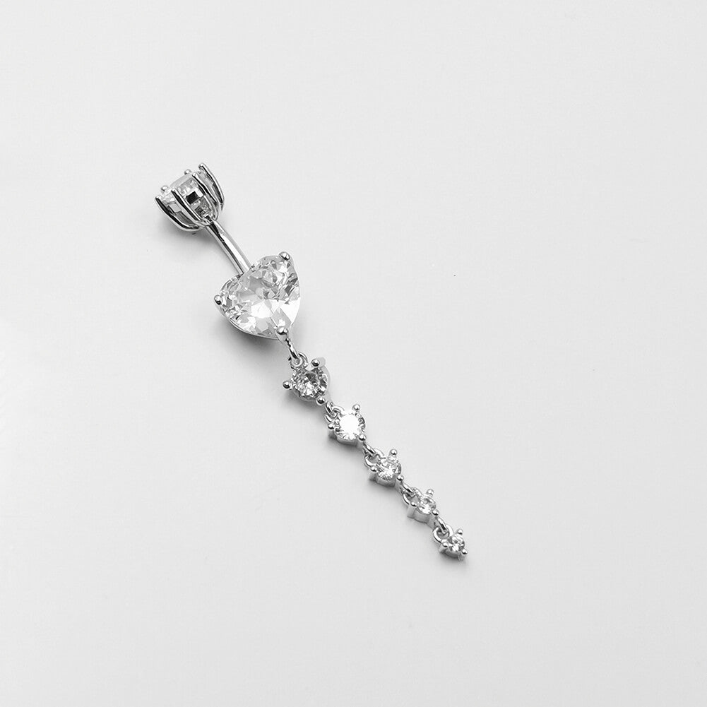 Arardo 925 Sterling Silver Belly Button Rings 14G Navel Rings Sterling Silver Belly Rings Belly Piercing Jewelry Dangle Heart Long SS13