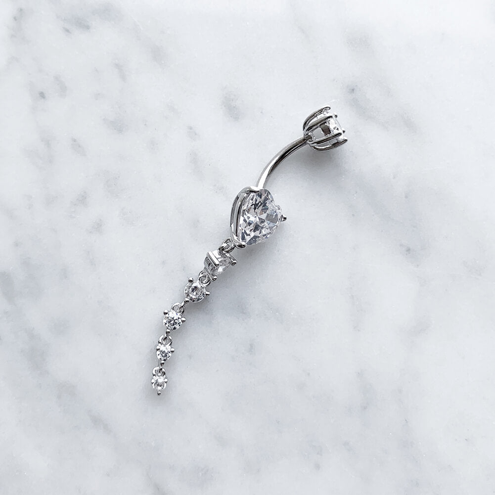 Arardo 925 Sterling Silver Belly Button Rings 14G Navel Rings Sterling Silver Belly Rings Belly Piercing Jewelry Dangle Heart Long SS13