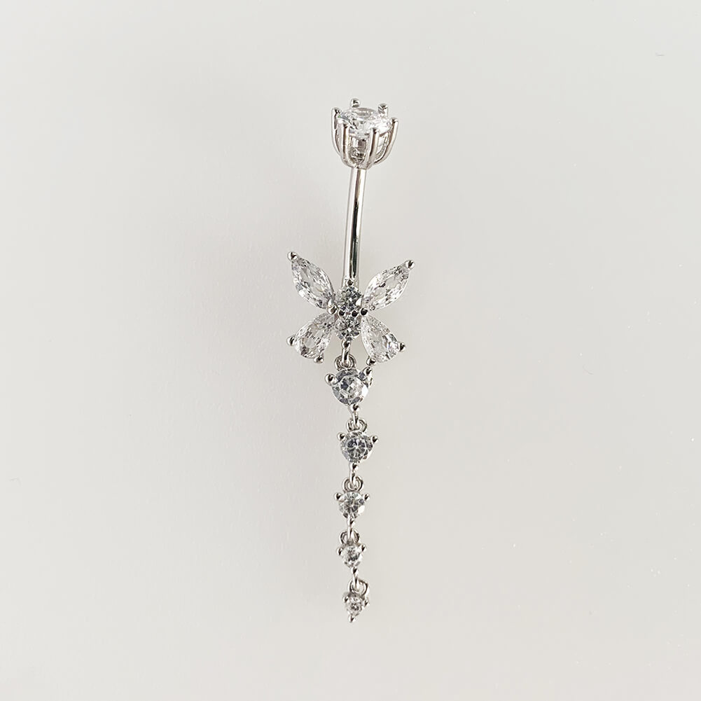 Arardo 925 Sterling Silver Belly Button Rings 14G Navel Rings Sterling Silver Belly Rings Belly Piercing Jewelry Dangle Butterfly Long SS14