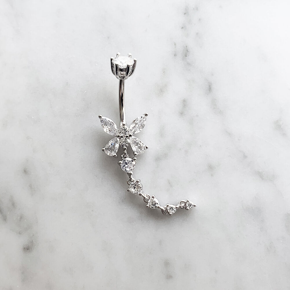 Arardo 925 Sterling Silver Belly Button Rings 14G Navel Rings Sterling Silver Belly Rings Belly Piercing Jewelry Dangle Butterfly Long SS14