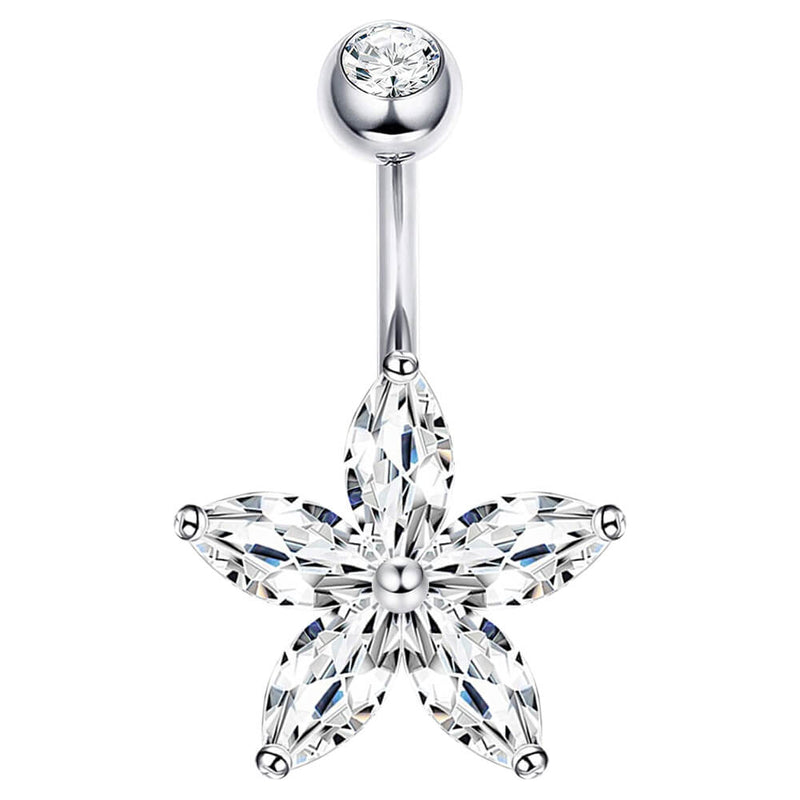 Arardo 925 Sterling Silver Belly Button Rings 14G Navel Rings Sterling Silver Belly Rings Belly Piercing Jewelry Simple Flower SS15