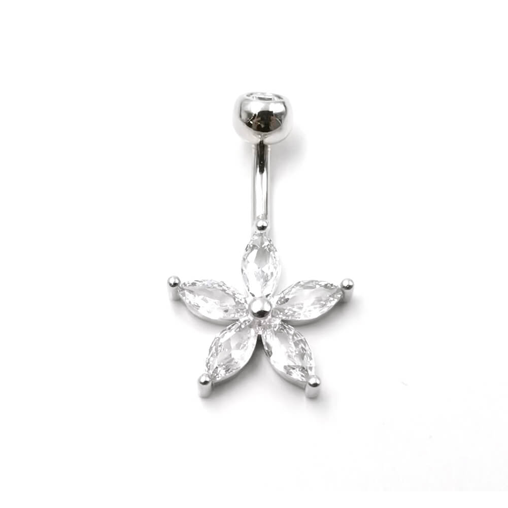 Arardo 925 Sterling Silver Belly Button Rings 14G Navel Rings Sterling Silver Belly Rings Belly Piercing Jewelry Simple Flower SS15