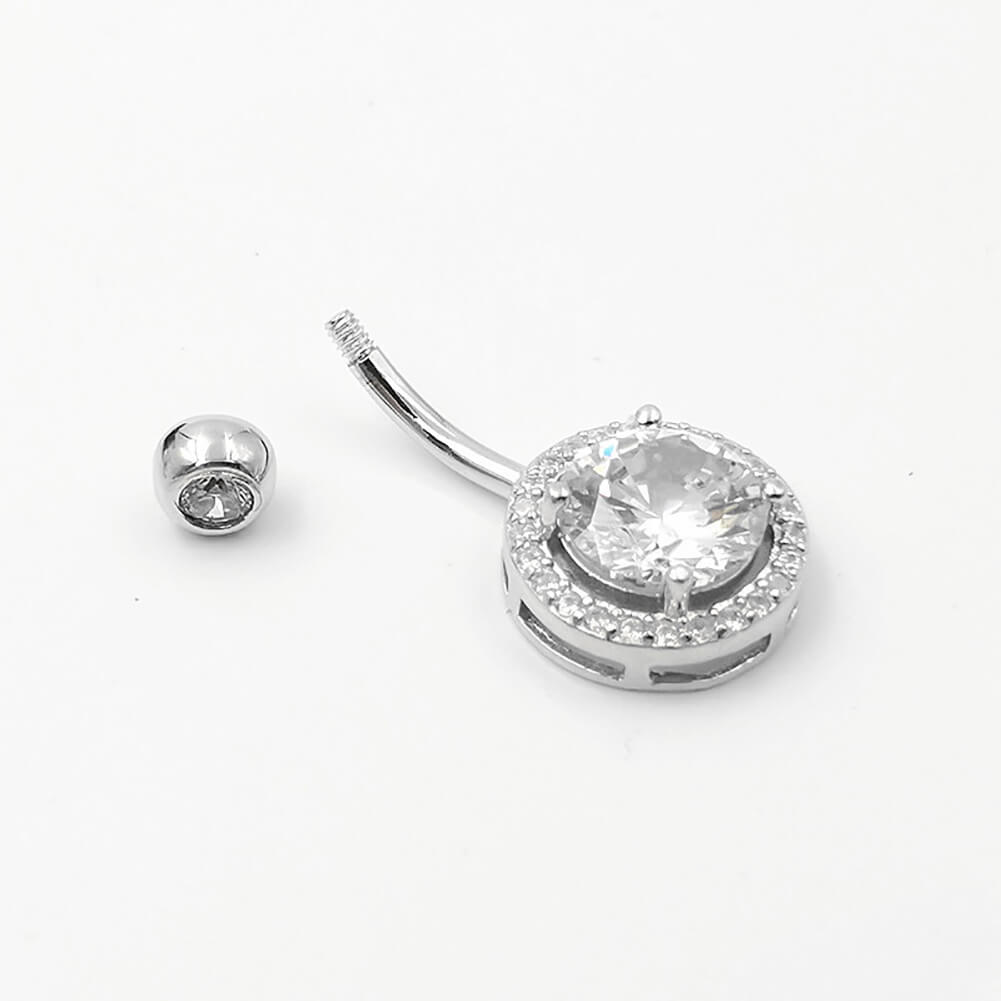 Arardo 925 Sterling Silver Belly Button Rings 14G Navel Rings Sterling Silver Belly Rings Belly Piercing Jewelry Circular Six CZ SS16
