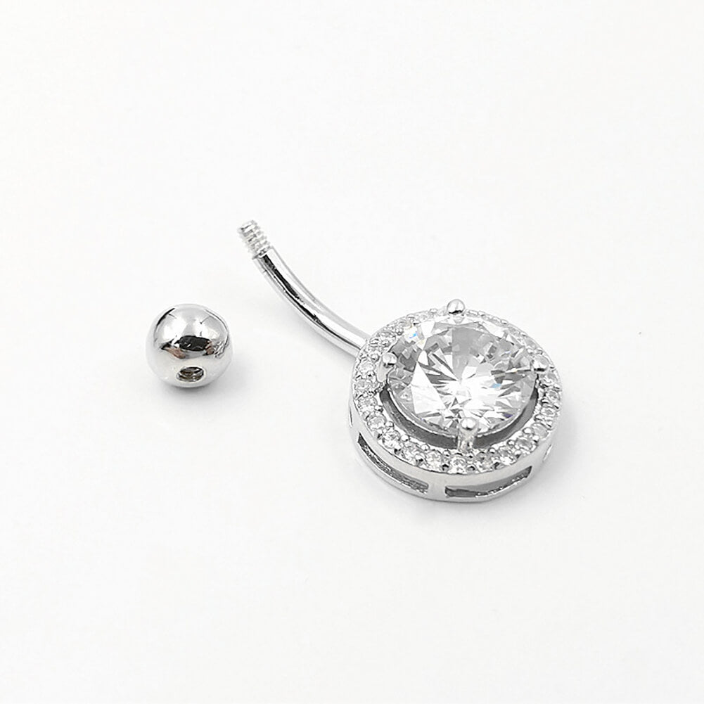 Arardo 925 Sterling Silver Belly Button Rings 14G Navel Rings Sterling Silver Belly Rings Belly Piercing Jewelry Circular Six CZ SS16